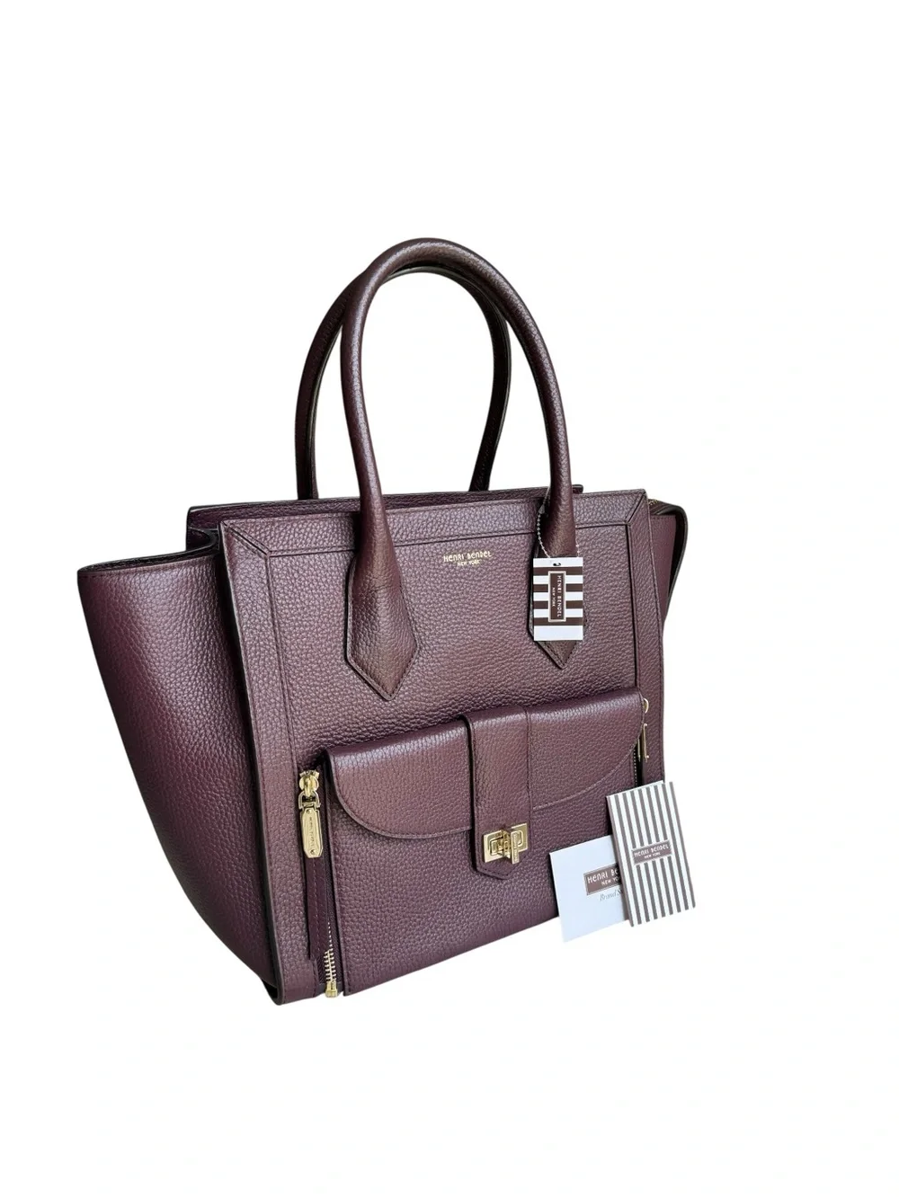 🆕 Henri Bendel Rivington Tote Bag Burgundy Satchel